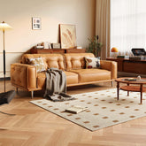 Comfortable French vintage leather sofa with luxurious design and classic style